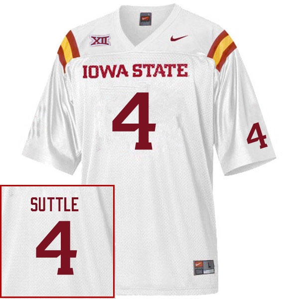 Iowa State Cyclones Men's #4 Corey Suttle Nike NCAA Authentic White College Stitched Football Jersey VK42E13RG